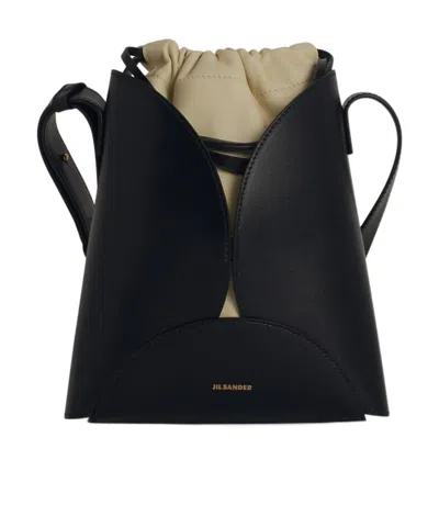 Jil Sander Drawstring Shoulder Bag In Black