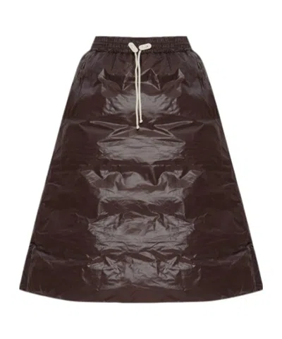 Jil Sander Drawstring Padded Midi Skirt In Brown