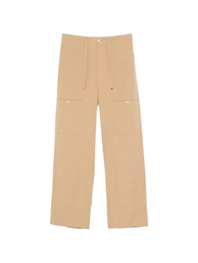 Jil Sander Drawstring Straight Trousers In Brown