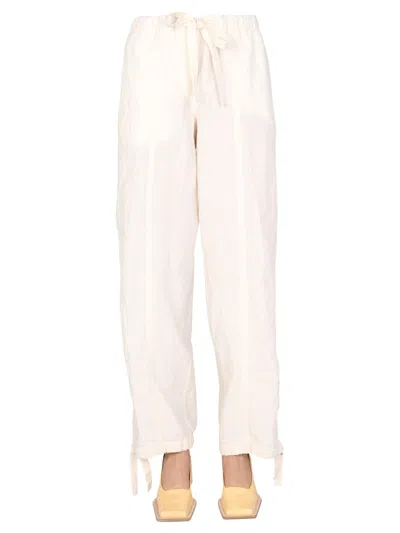 Jil Sander Drawstring Trousers With Regular Waist In White