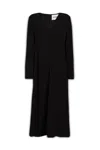 Jil Sander V-neck Viscose Dress With Long Sleeves In 001