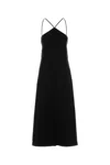 Jil Sander Fitted Bodice Silk Blend Dress In Black