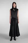 Jil Sander Black Cupro Long Dress In Black