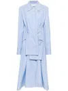 Jil Sander Belted Midi Dress With Classic Shirt Silhouette In Blue