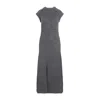Jil Sander Boiled Wool Brushed Knit Long Dress In Grey