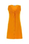 Jil Sander Sleeveless V-neck Ribbed Knit Dress In Orange