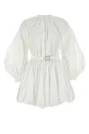 Jil Sander Leather-trimmed Cotton Poplin Minidress In White