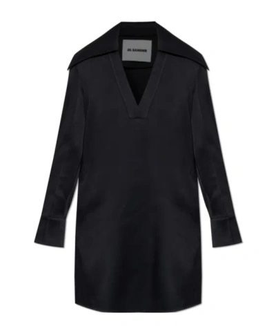 Jil Sander Oversized-collar Shirt Dress In Black