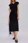 Jil Sander Drapiertes Midikleid Aus Wolle Mit Verzierung In Black