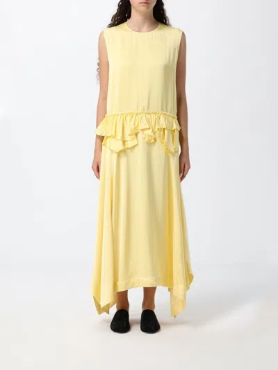 Jil Sander Ruffle-detail Asymmetrical Dress In Yellow