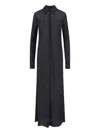 Jil Sander Sheer Fabric Knee Length Dress With Cuffed Sleeves In Black