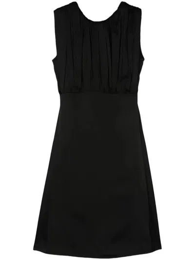 Jil Sander Sleeveless Plastron A-line Long Dress In Black