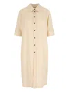 Jil Sander Short Sleeves Knee Length Dress In Neutral