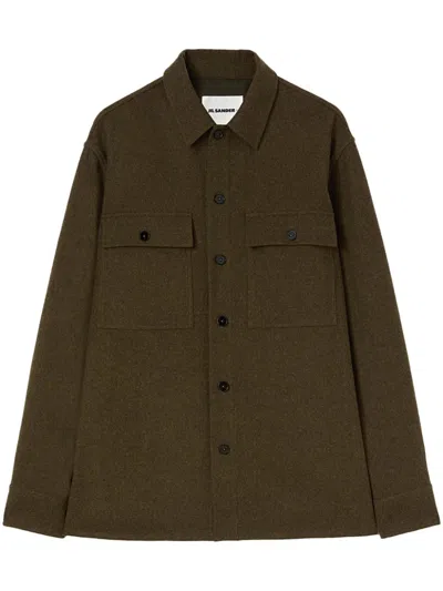 Jil Sander Drop-shoulder Flannel Shirt In Brown