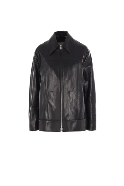 Jil Sander Drop Shoulder Zipped Jacket In Black