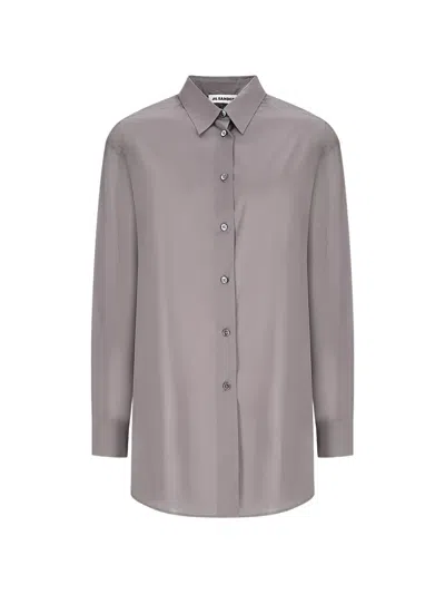 Jil Sander Drop-shoulder Button-up Shirt In Gray