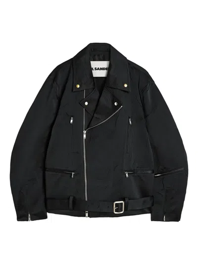 Jil Sander Duchess Zip-up Jacket In Black