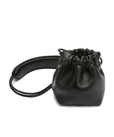 Jil Sander Dumpling Mini Drawstring Shoulder Bag In Black