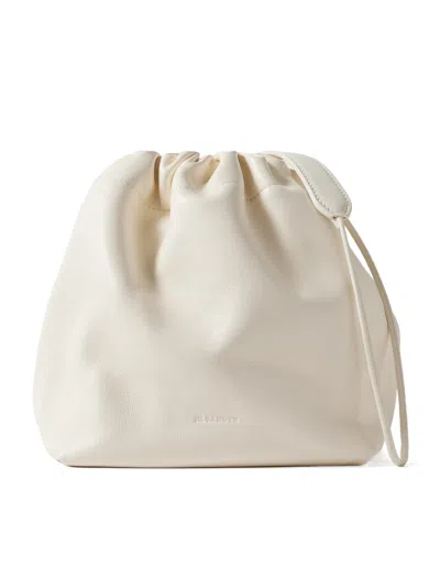 Jil Sander Dumpling Leather Shoulder Bag In Off-white