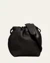 Jil Sander Calf Leather Drawstring Bag In Black