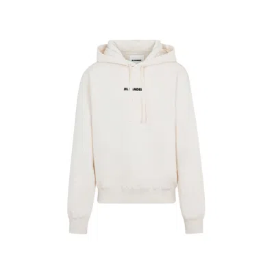 Jil Sander Dune Cotton Logo Hoodie In Neutral