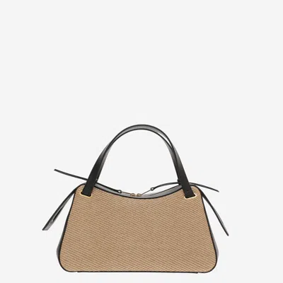 Jil Sander Dune Leather And Rafia Bag In Brown
