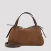 Jil Sander Brown Dune Suede Leather Shoulder Bag In Brown