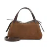 Jil Sander Rectangular Suede Shoulder Bag Double Handles Trim In Brown