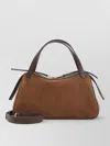 Jil Sander Rectangular Suede Shoulder Bag Double Handles Trim