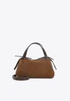Jil Sander Brown Dune Suede Leather Shoulder Bag In Brown