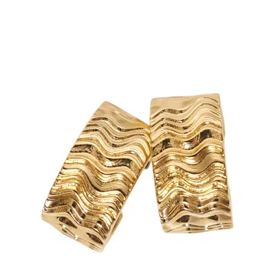 Jil Sander Wave-textured Hoop Earrings In Gold