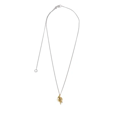 Jil Sander Eco Brass Leaf Pendant Necklace In Gold