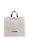 Jil Sander Ecru Cotton Blend Shopping Bag In Beige