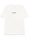Jil Sander Ecru Short Sleeve T-shirt With Logo In White