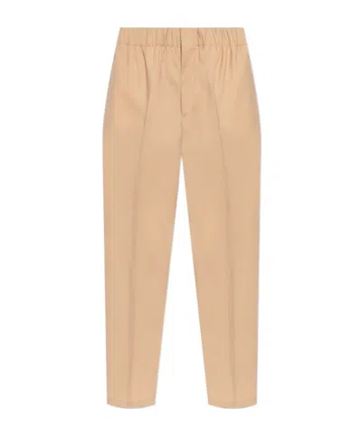 Jil Sander Elastic Waist Casual Pants In Beige