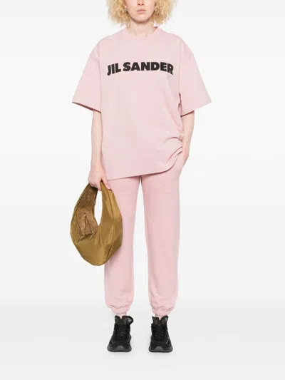 Jil Sander Elastic-waist Cotton Track Pants In Pink
