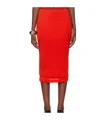 Jil Sander Elastic Waist Knitted Skirt In Red