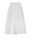 Jil Sander Pleated Midi Skirt In Lightweight Organdy In White