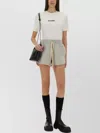 Jil Sander Elastic Waistband Cotton Terry Shorts In Brown