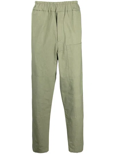 Jil Sander Elasticated Cotton Trousers In Green