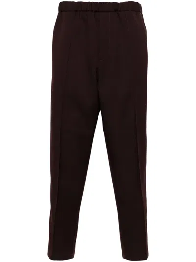 Jil Sander Elasticated-waist Straight-leg Trousers In 201 Chocolate Brown