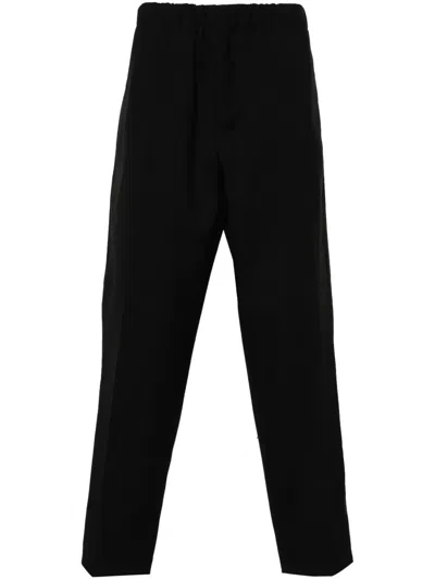 Jil Sander Elasticated-waistband Cotton Trousers In Black