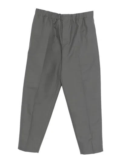Jil Sander Tapered-leg Cotton Trousers In Gray