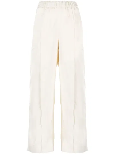 Jil Sander Elasticated-waist Wide-leg Trousers In White