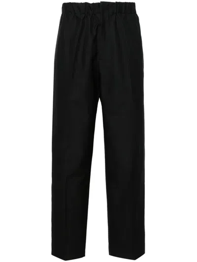 Jil Sander Elasticated-waistband Cotton Trousers In Black