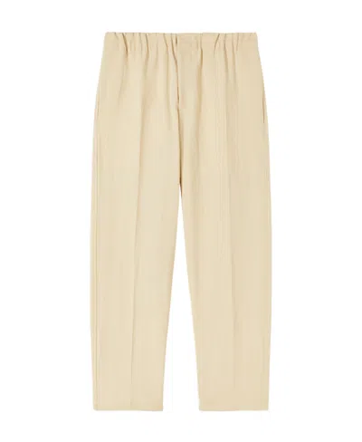 Jil Sander Elasticated-waistband Cotton Trousers In Nude