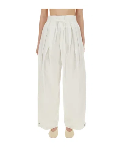 Jil Sander Elasticated Waistband Pleated Trousers In White