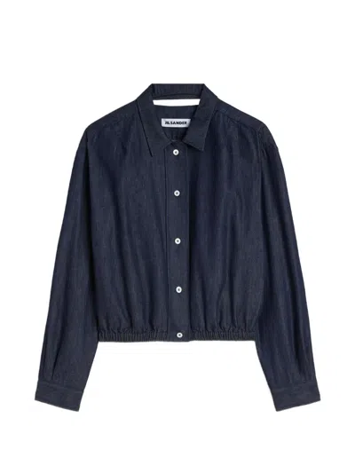 Jil Sander Elasticated-hem Cotton Jacket In Blue