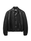 Jil Sander Elasticated-hem Leather Jacket In Black