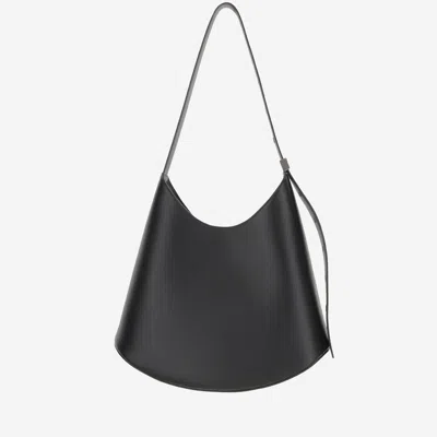 Jil Sander Eldorado Medium Leather Shoulder Bag In Black